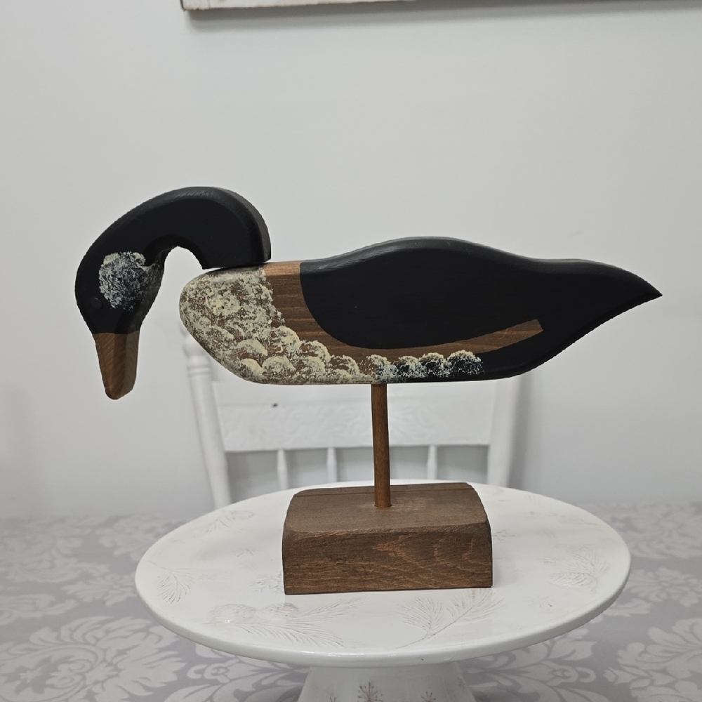 Vintage Carved Wood Duck? Decoy Articulated Head Folk Art Signed